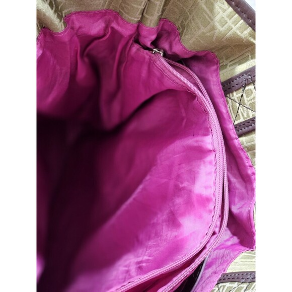 Diane Von Furstenberg DVF Lg Green Logo Signature Bag Pink Tote Purse Waterproof - Picture 5 of 6